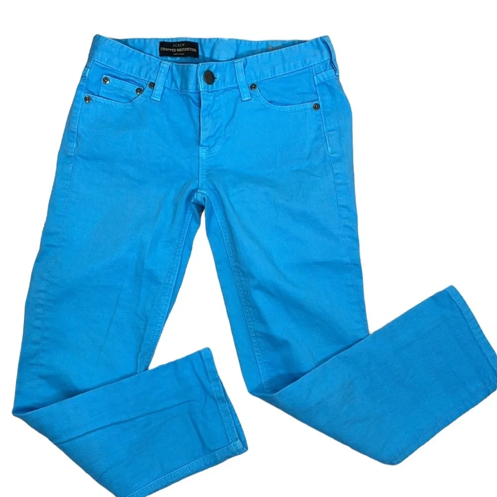 J. Crew Cropped matchstick blue jeans.